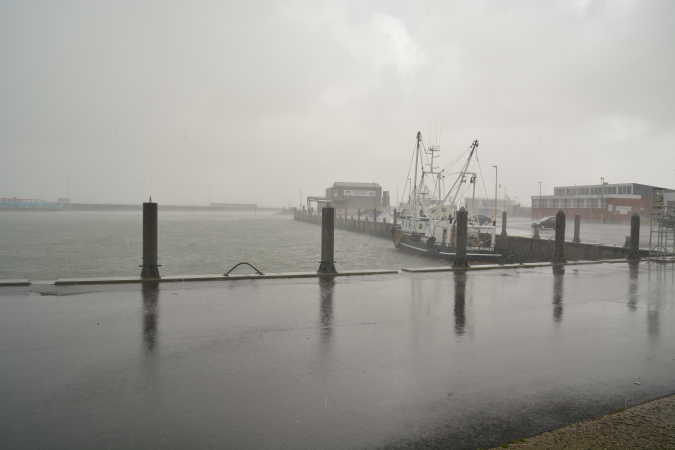 Regnvejr i Havneby på Rømø 